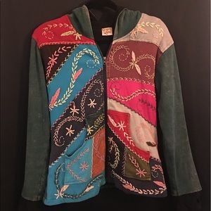 Embroidered Zip-up Hoodie